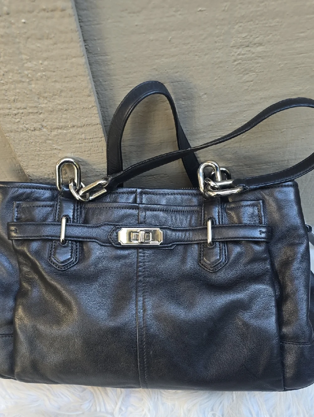 Coach Chelsea Jayden Black Leather Carryall Satchel East West 17811 - Picture 3 of 14